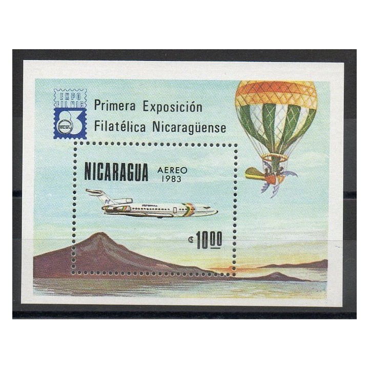 Stamps - Theme hot-air balloons - airships - Nicaragua - 1983- Nb BF 159