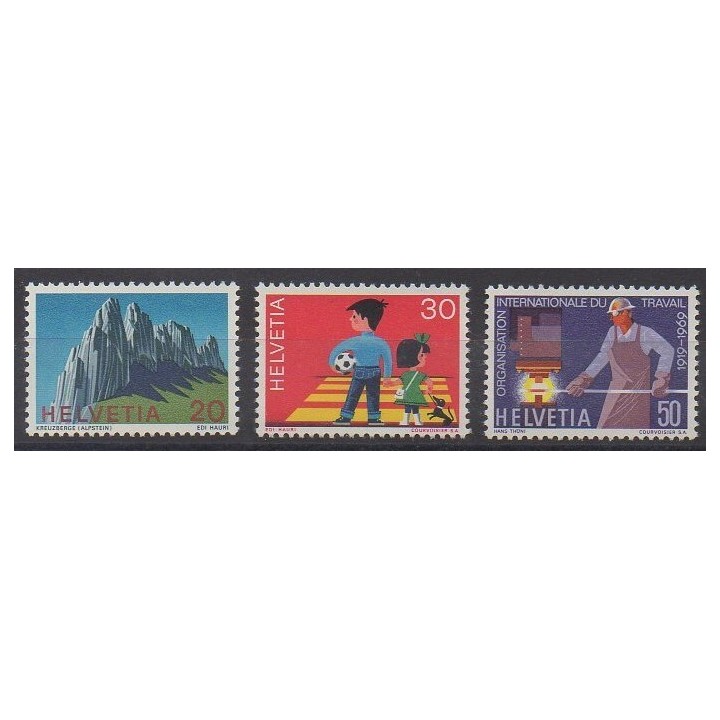 Acheter cette série de timbres de Suisse de l'année 1969 (No 838/840).