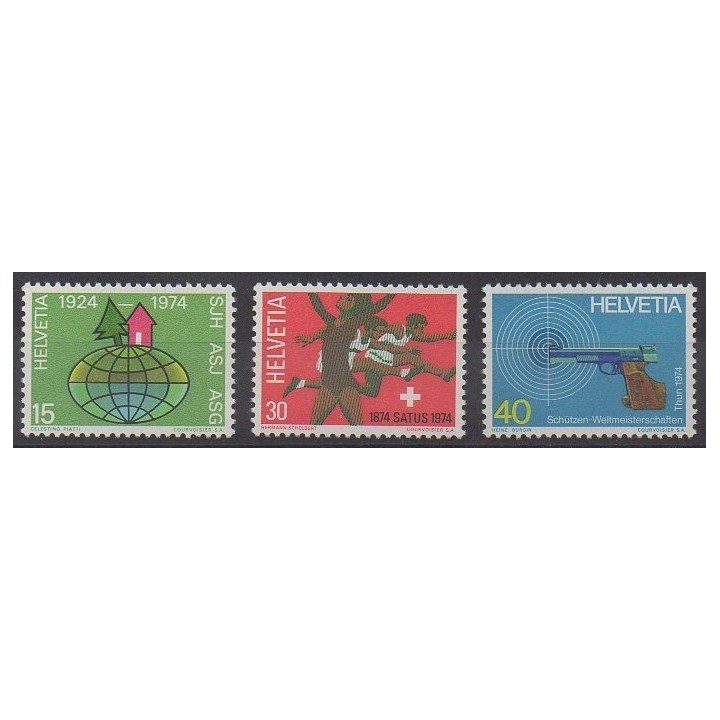 Acheter cette série de timbres de Suisse de l'année 1974 (No 947/949).