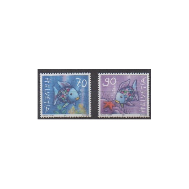 Acheter cette série de timbres de Suisse de l'année 2001 (No 1694/1695).