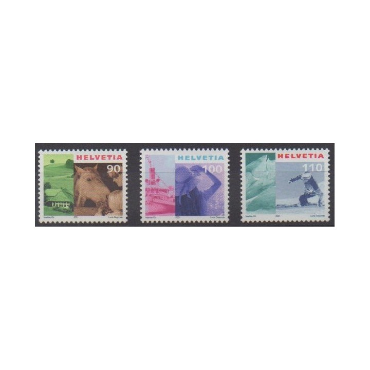 Buy this set of stamps of Swiss of the year 2001 (Nb 1687/1689).