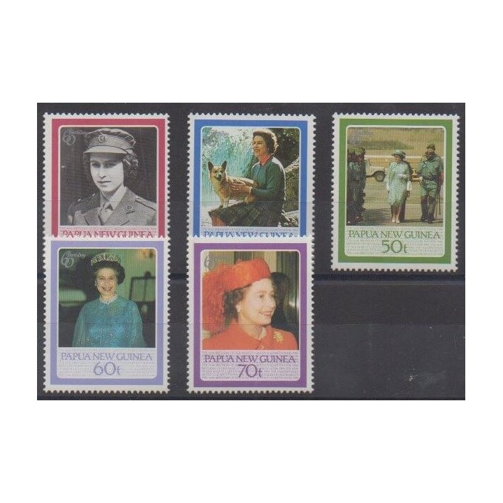 Acheter cette série de timbres de Papouasie-Nouvelle-Guinée de l'année 1986 (No 515/519).