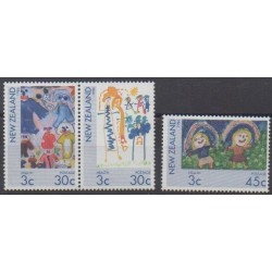 New Zealand - 1986 - Nb 932/934 - Health - Childhood - Children's drawings