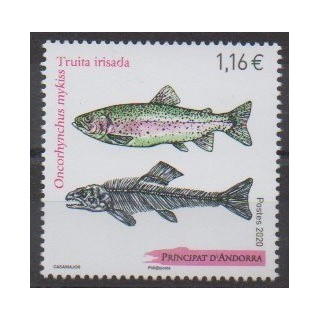 Buy this stamp of French Andorra of the year 2020 (Truites).