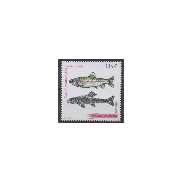 Buy this stamp of French Andorra of the year 2020 (Truites).