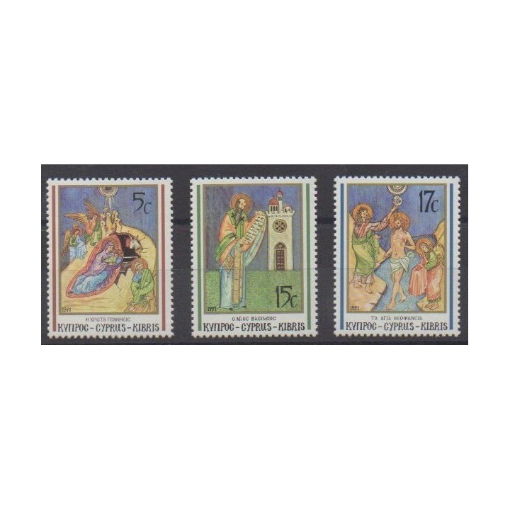 Acheter cette série de timbres de Chypre de l'année 1991 (No 780/782).