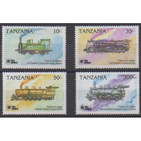 Tanzanie - 1991 - No 668/671 - Chemins de fer - Philatélie