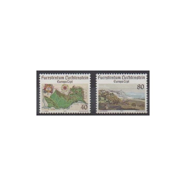 Acheter cette série de timbres du Liechtenstein  de l'année 1977 (No 612/613).