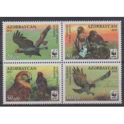 Azerbaïdjan - 2011 - No 763/766 - Oiseaux - Espèces menacées - WWF