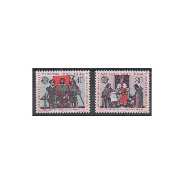 Buy this set of stamps of Liechtenstein of the year 1982 (Nb 732/733).