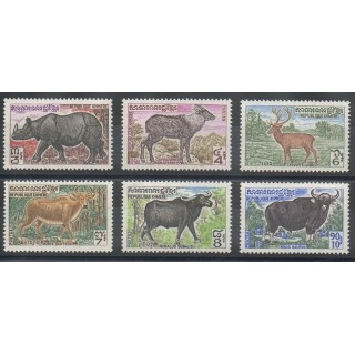 Timbres - Thème animaux divers - Cambodge République Khmère- 1972- No 310/315