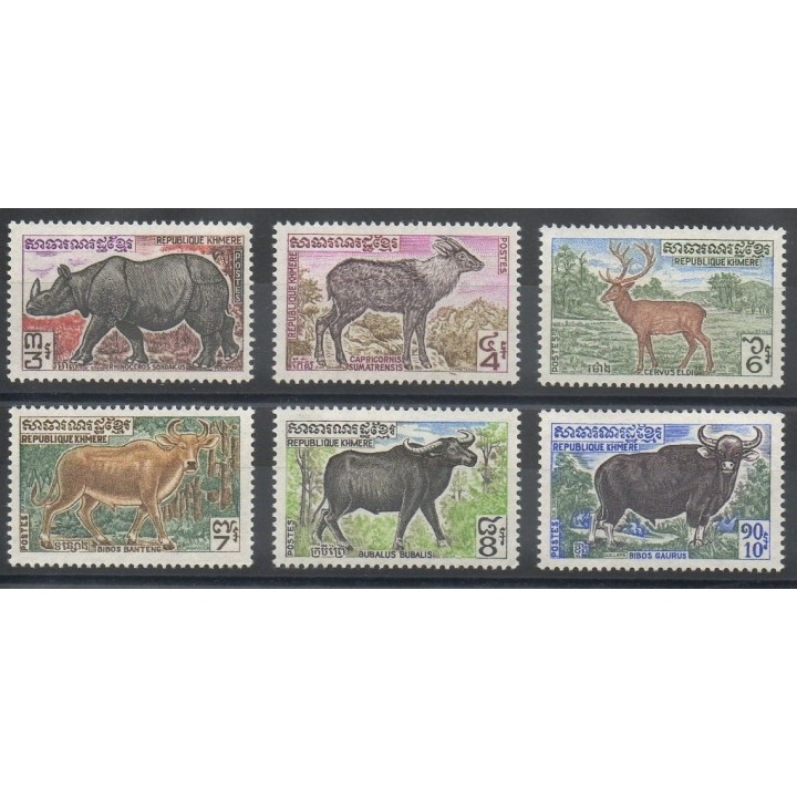 Stamps - Theme various animals - Cambodia - 1972- Nb 310/315