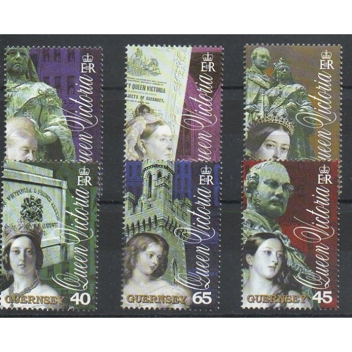 Timbres - Thème royauté - Guernesey - 2001- No 884/889