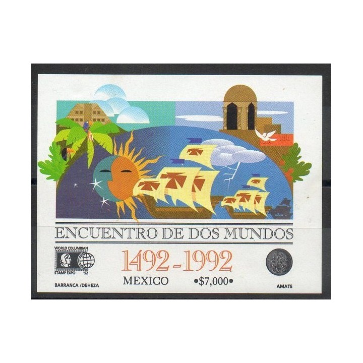Timbres - Thème Christophe Colomb - Mexique - 1992- No BF 37