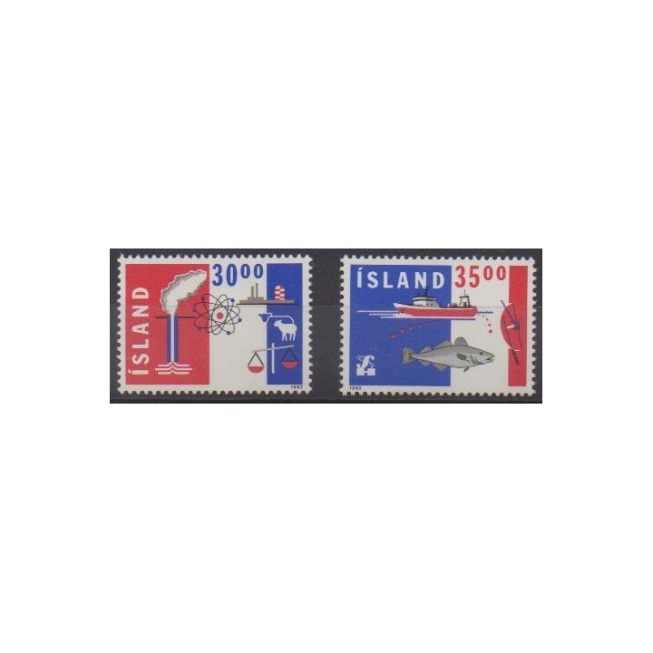 Buy this set of stamps of Iceland of the year 1992 (Nb 719/720).