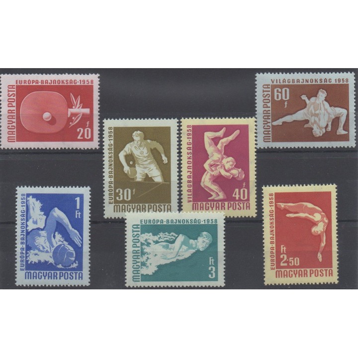 Timbres - Thème sports divers - Hongrie - 1958 - No 1257/1263