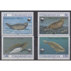Turkménistan - 1993 - No 40/43 - Mammifères - Vie marine - Espèces menacées - WWF