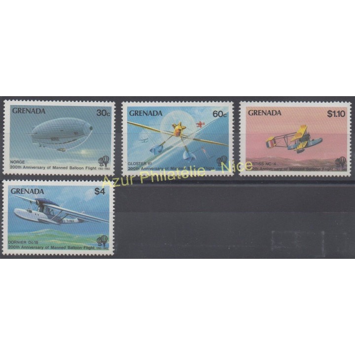 Stamps - Theme planes - Grenade - 1983 - Nb 1098/1101
