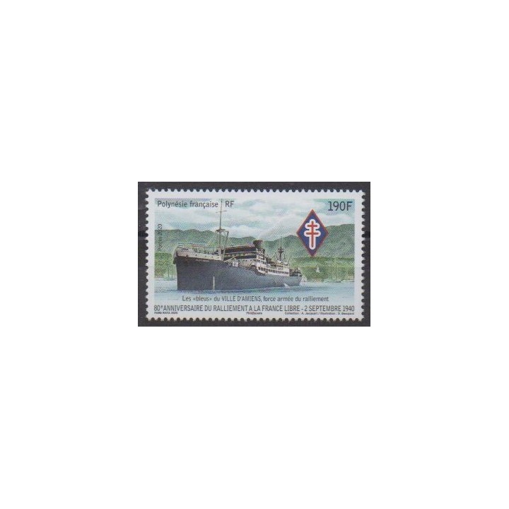 Buy this stamp of Polynesia of the year 2020 (Ralliement à la France libre).