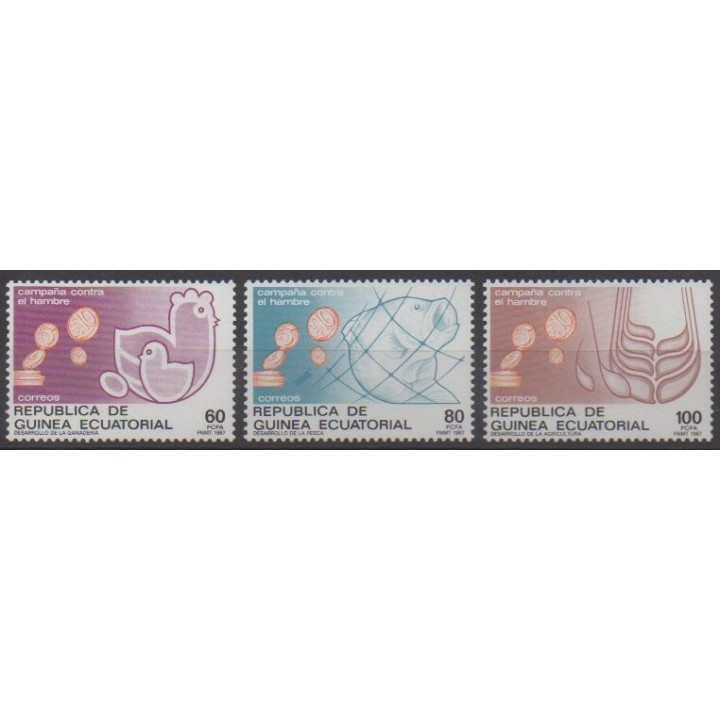 Acheter cette série de timbres de Guinée équatoriale de l'année 1987 (No 222/224).