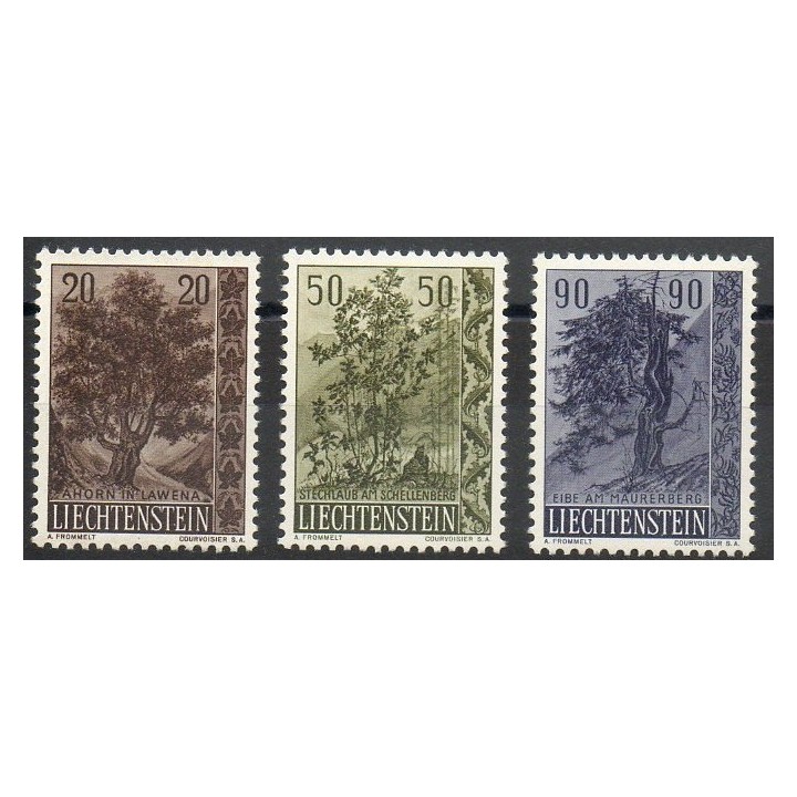 Timbres - Thème arbres - Liechtenstein - 1958- No 333/335