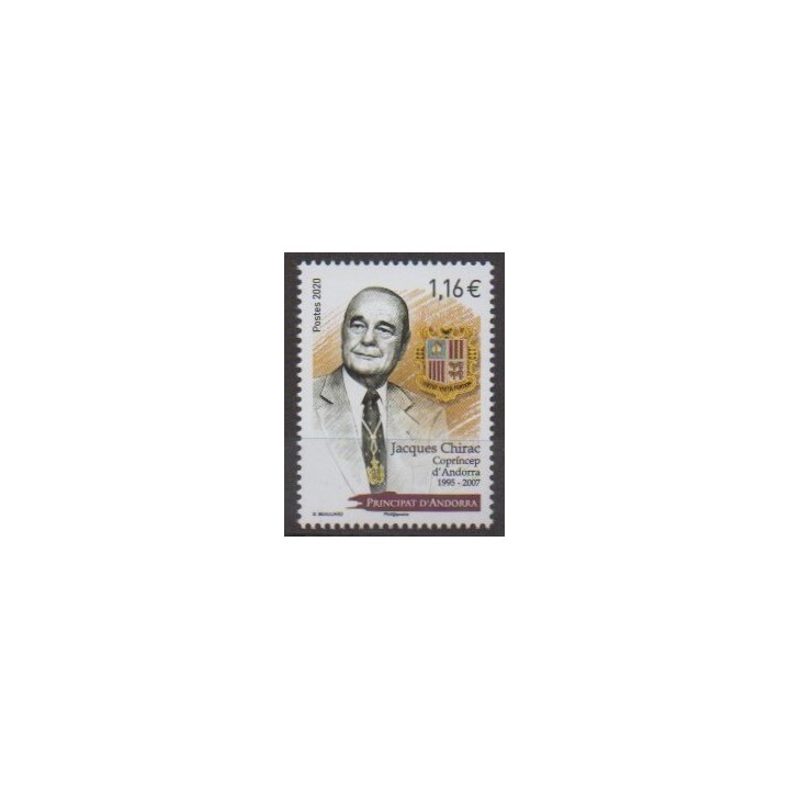 Buy this stamp of French Andorra of the year 2020 (Jacques Chirac).