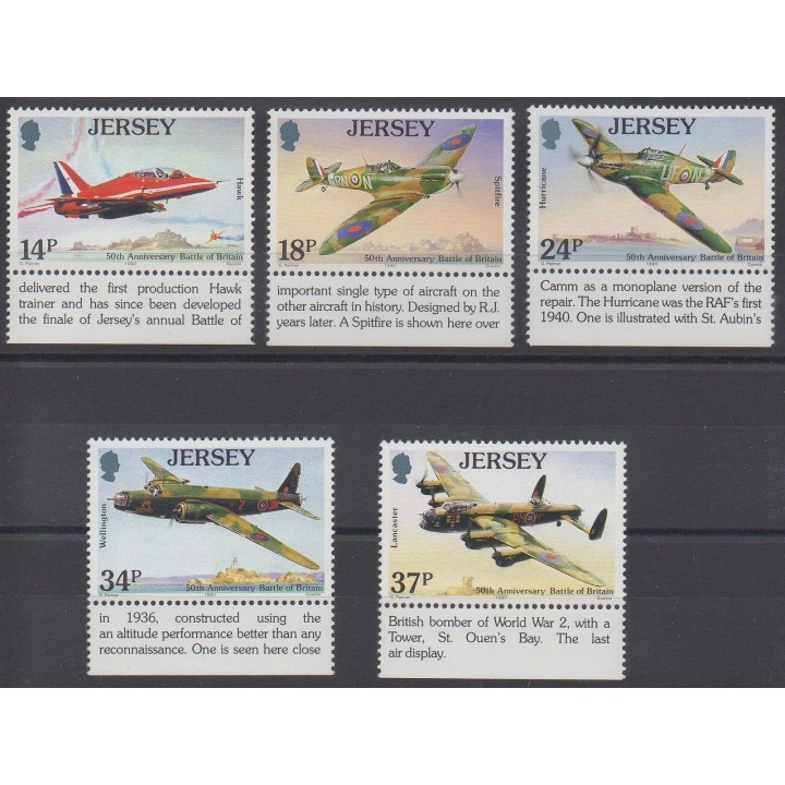 Timbres - Thème avions - Jersey - 1990 - No 518/522