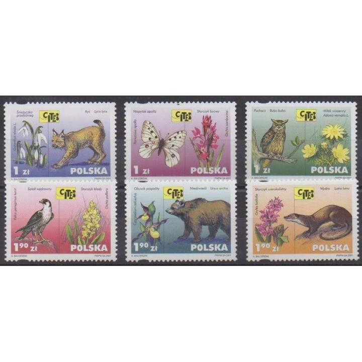 Buy this set of stamps of Poland of the year 2001 (Nb 3666/3671).