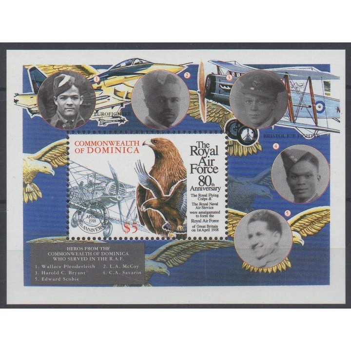 Timbres - Thème avions - Dominique - 1998 - No BF 364