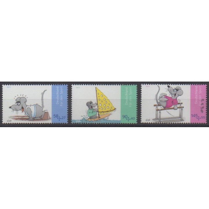 Acheter cette série de timbres d'Allemagne réunifiée de l'année 2013 (No 2826/2828).