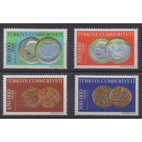 Turkey - 2001 - Nb 3012/3015 - Coins, Banknotes Or Medals