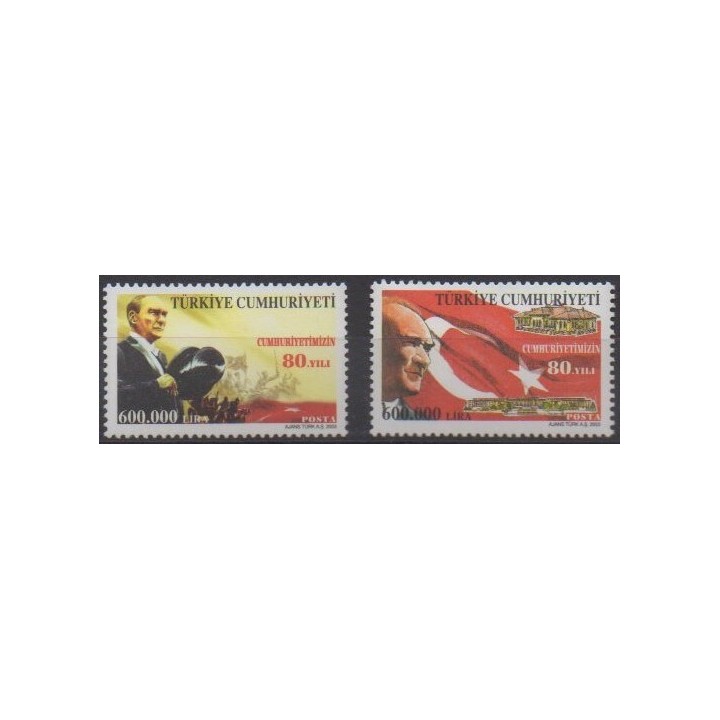 Acheter cette série de timbres de Turquie de l'année 2003 (No 3086/3087).