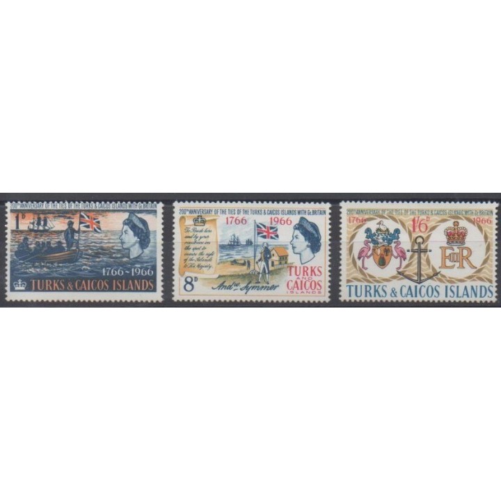 Acheter cette série de timbres des îles Turks et Caiques  de l'année 1966 (No 193/195).