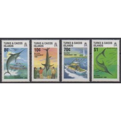 Turks et Caiques (Iles) - 1988 - No 792/795 - Artisanat ou métiers - Vie marine