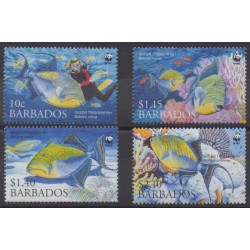 Barbade - 2006 - No 1157/1160 - Vie marine - Espèces menacées - WWF