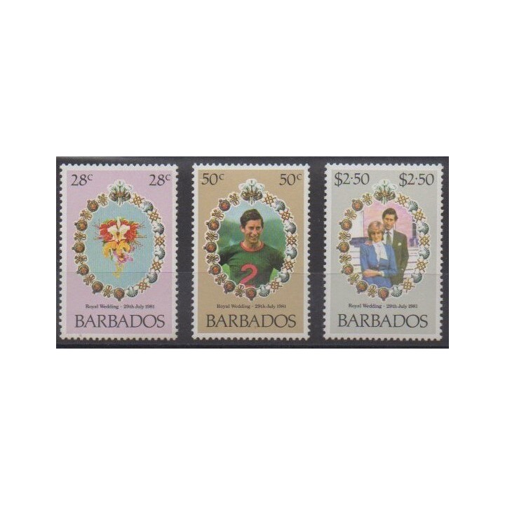 Acheter cette série de timbres de Barbade de l'année 1981 (No 521/523).