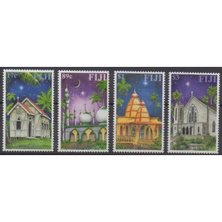 Fiji - 2002 - Nb 977/980 - Churches - Christmas