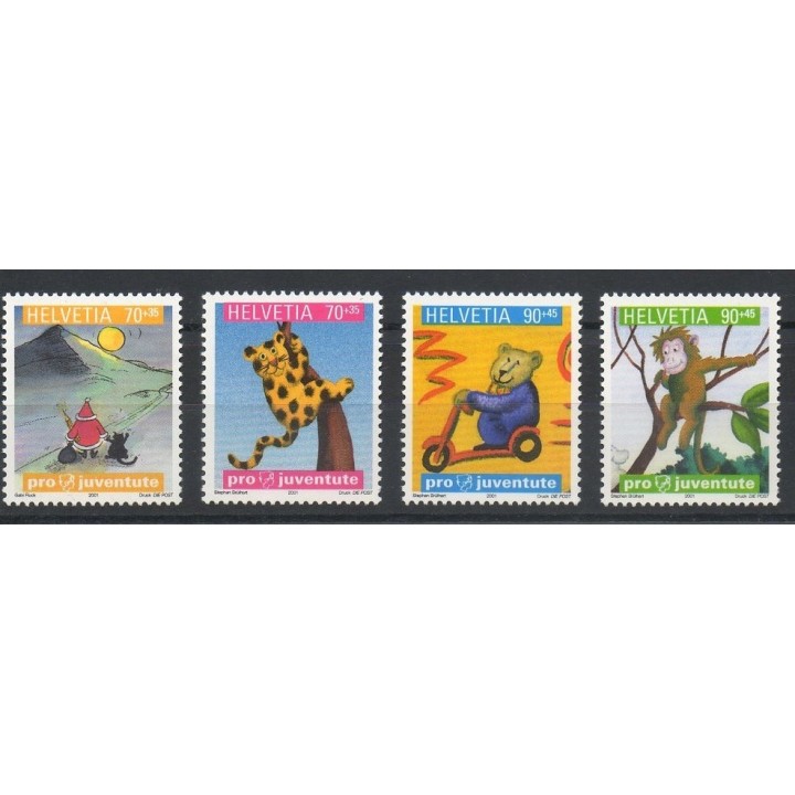 Stamps - Theme childhood - Swiss - 2001- Nb 1697/1700
