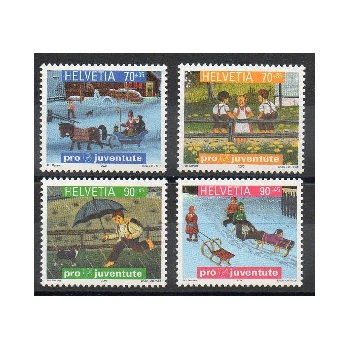 Timbres - Thème enfance - Suisse - 2000- No 1663/1668