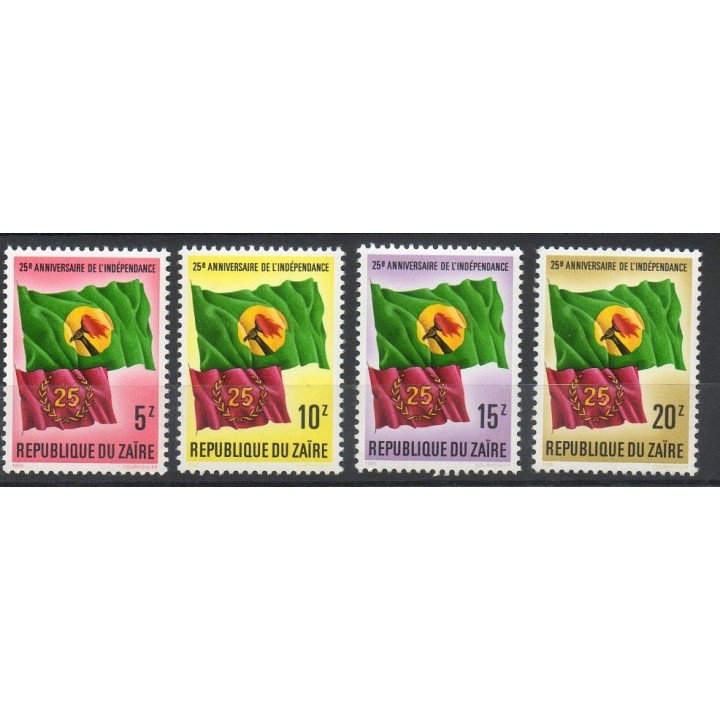 Timbres - Thème drapeaux - Zaïre - 1985- No 1212/1215