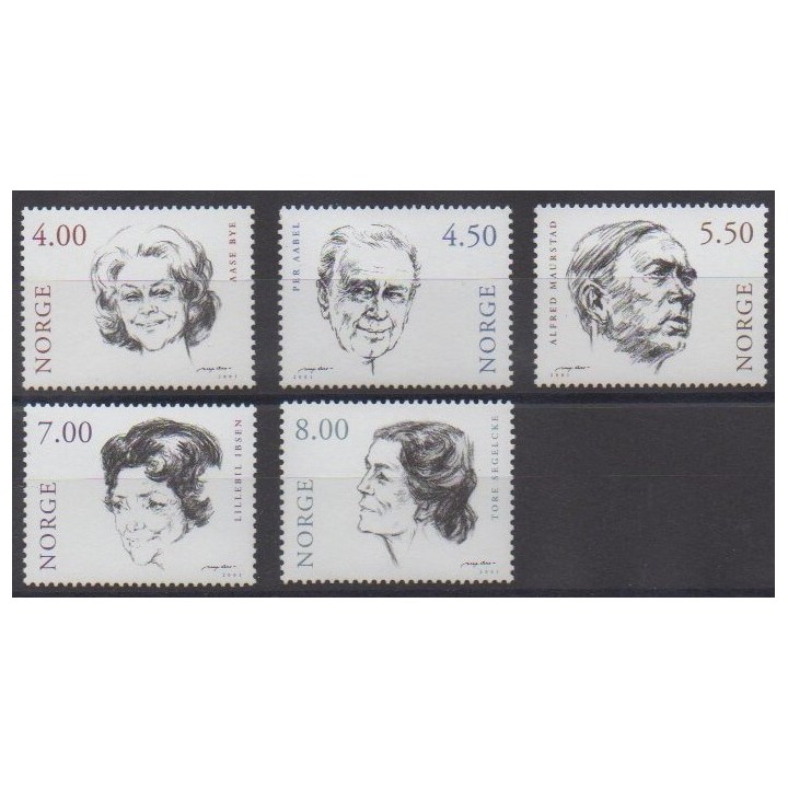 Acheter cette série de timbres de Norvège de l'année 2001 (No 1321/1325).
