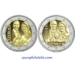 2 euro commémorative - Luxembourg - 2020 - La naissance du prince Charles - Versions relief et photo - UNC