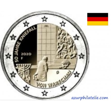2 euro commémorative - Allemagne - 2020 - 50 ans de l'agenouillement de Willy Brandt à Varsovie - UNC