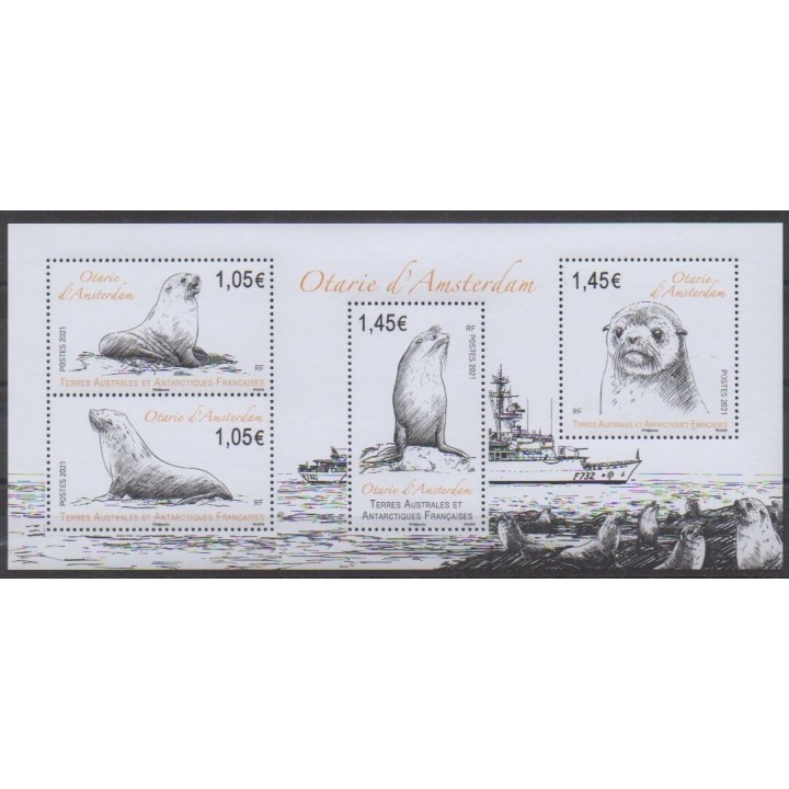 Acheter ce timbre des Terres Australes et Antarctiques Françaises de l'année 2021 (Otaries d'Amsterdam).