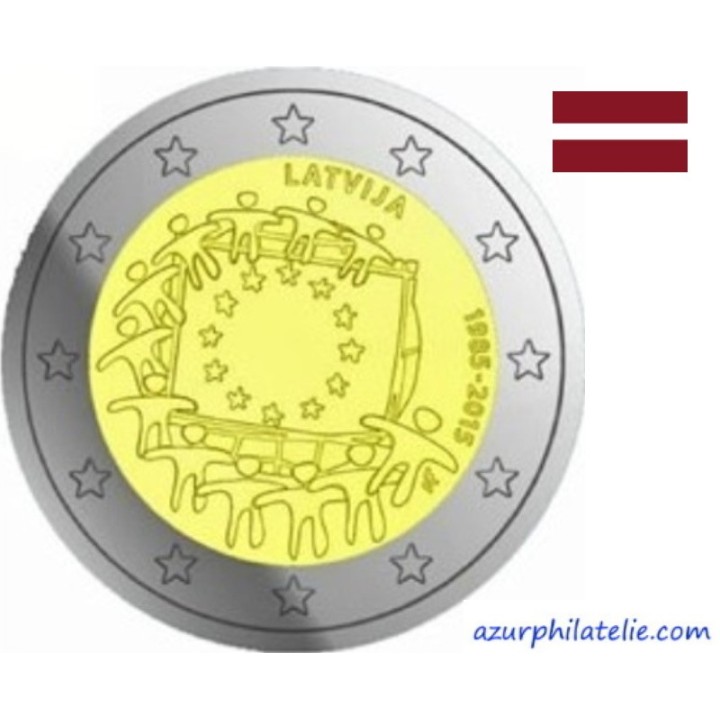 2 euro commémorative - Lettonie - 2015 - 30ème anniversaire du drapeau européen - UNC