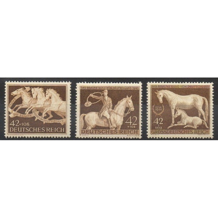Timbres - Thème chevaux - Allemagne - 1942- No 739 - 775 - 821