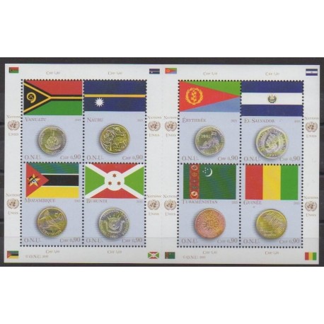 Nations Unies (ONU - Genève) - 2015 - No 893/900 - Monnaies - Drapeaux