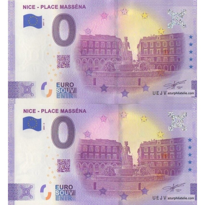 Billet souvenir touristique - 2021-2 - Place Masséna - Normal et anniversaire  - (Alpes-Maritimes)