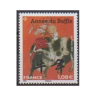 Buy this stamp of France of the year 2021 (Année du buffle - 1.08 - Grand format).