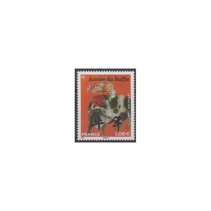 Acheter ce timbre de France de l'année 2021 (Année du buffle - 1.08 - Grand format).